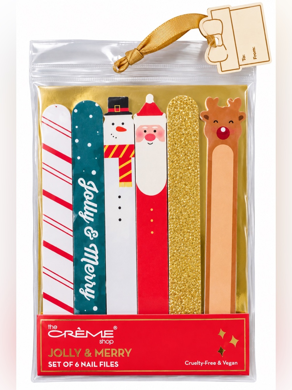 The Crème Shop Jolly & Merry Holiday Nail Files Set of 6 NEW